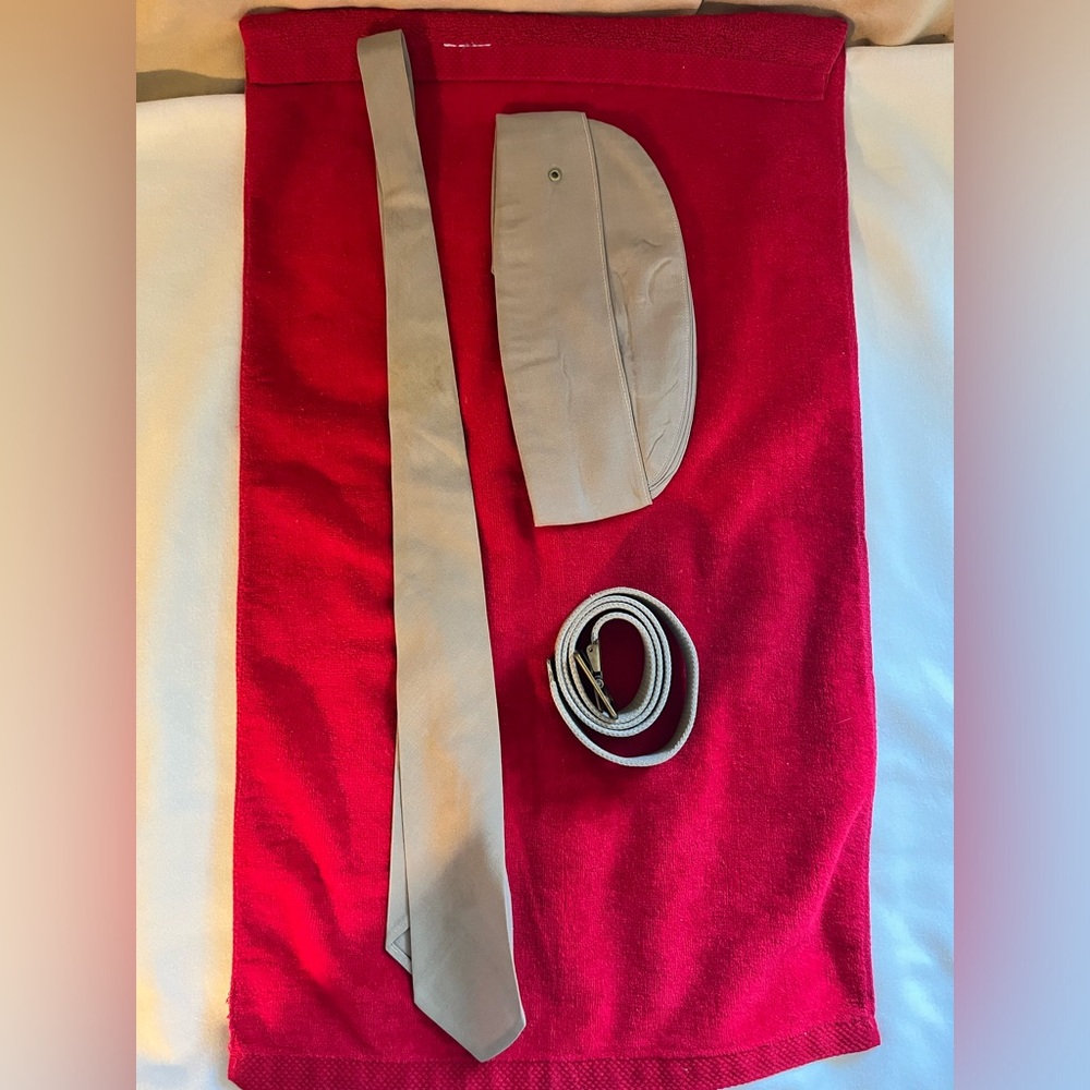WWII Marine Uniform Garrison Cap, Neck Tie, and Belt